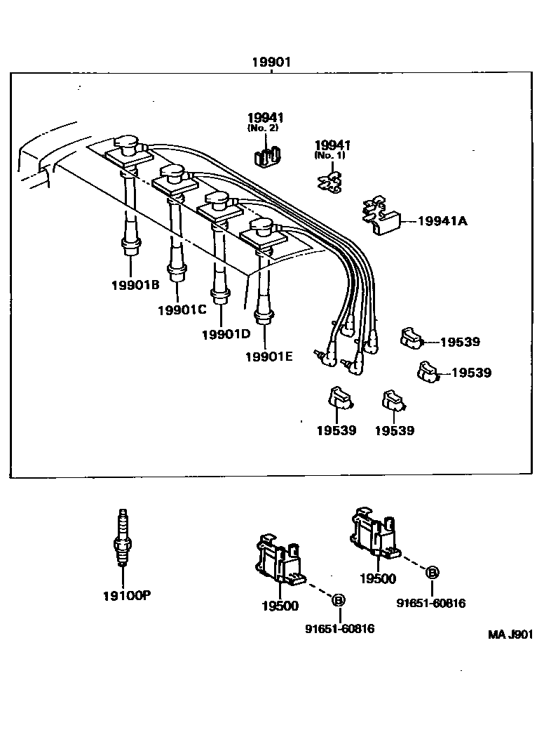 1901 — IGNITION COIL & SPARK PLUG / GLOW PLUG