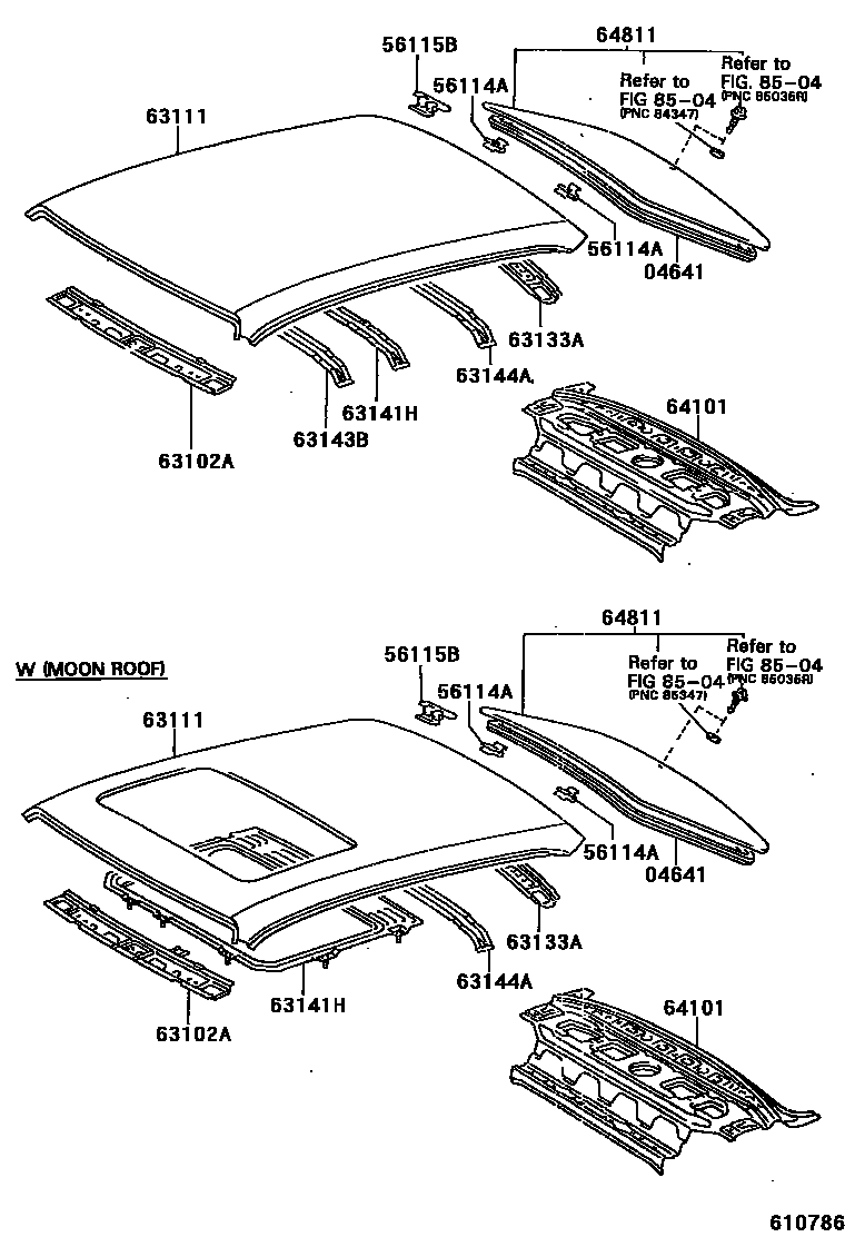 6104 — ROOF PANEL & BACK WINDOW GLASS