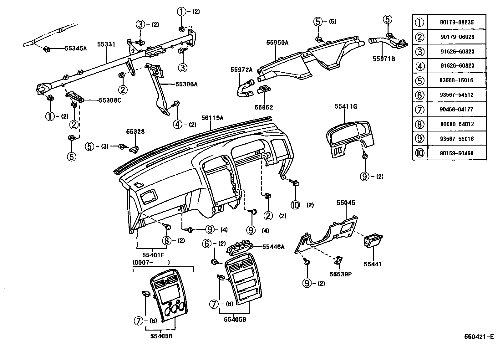 5501 — INSTRUMENT PANEL & GLOVE COMPARTMENT