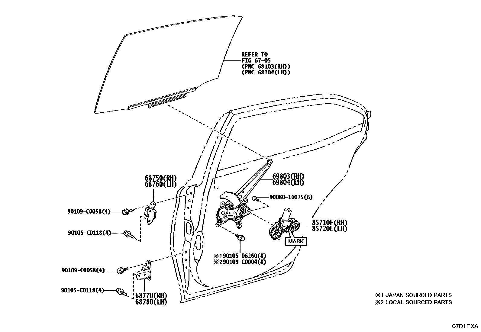 6707 — REAR DOOR WINDOW REGULATOR & HINGE