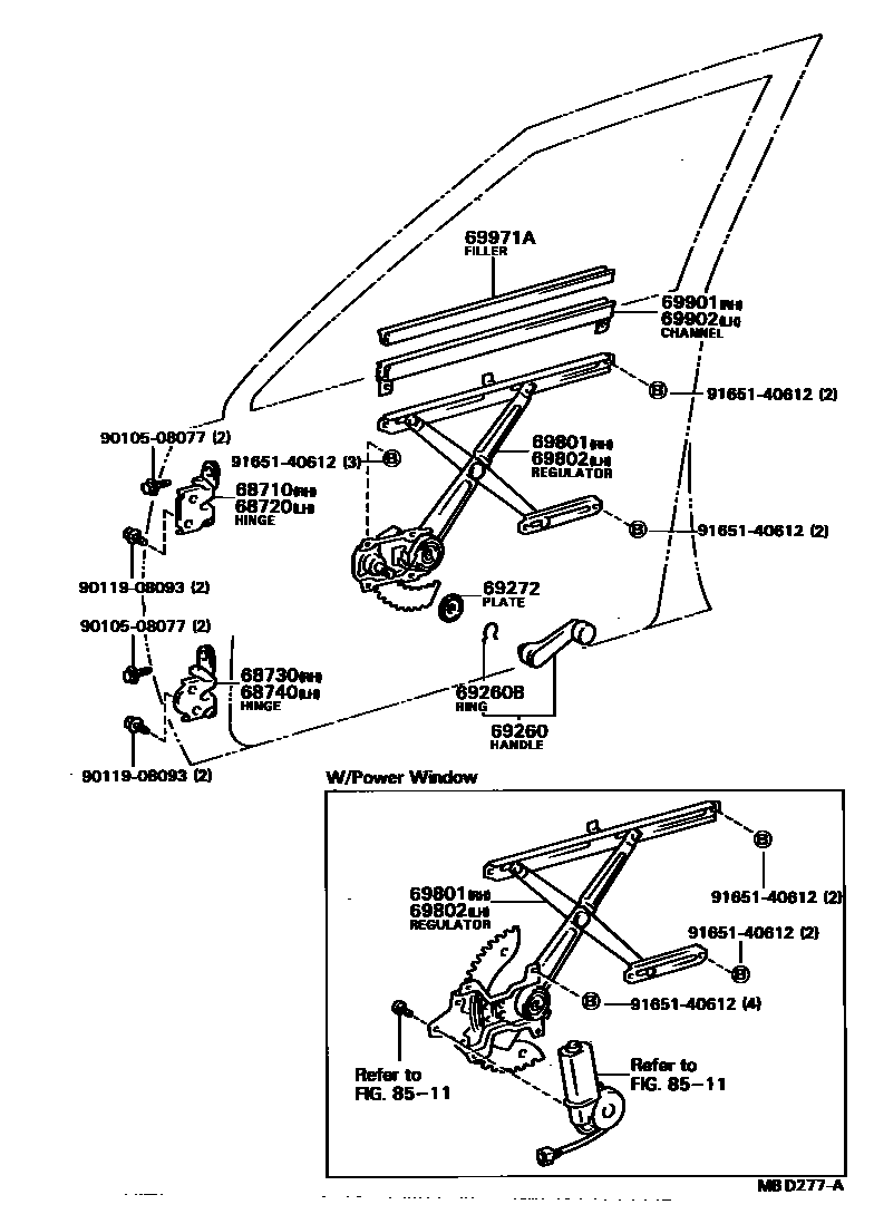 6704 — FRONT DOOR WINDOW REGULATOR & HINGE