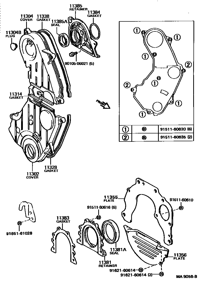 1106 — TIMING GEAR COVER & REAR END PLATE