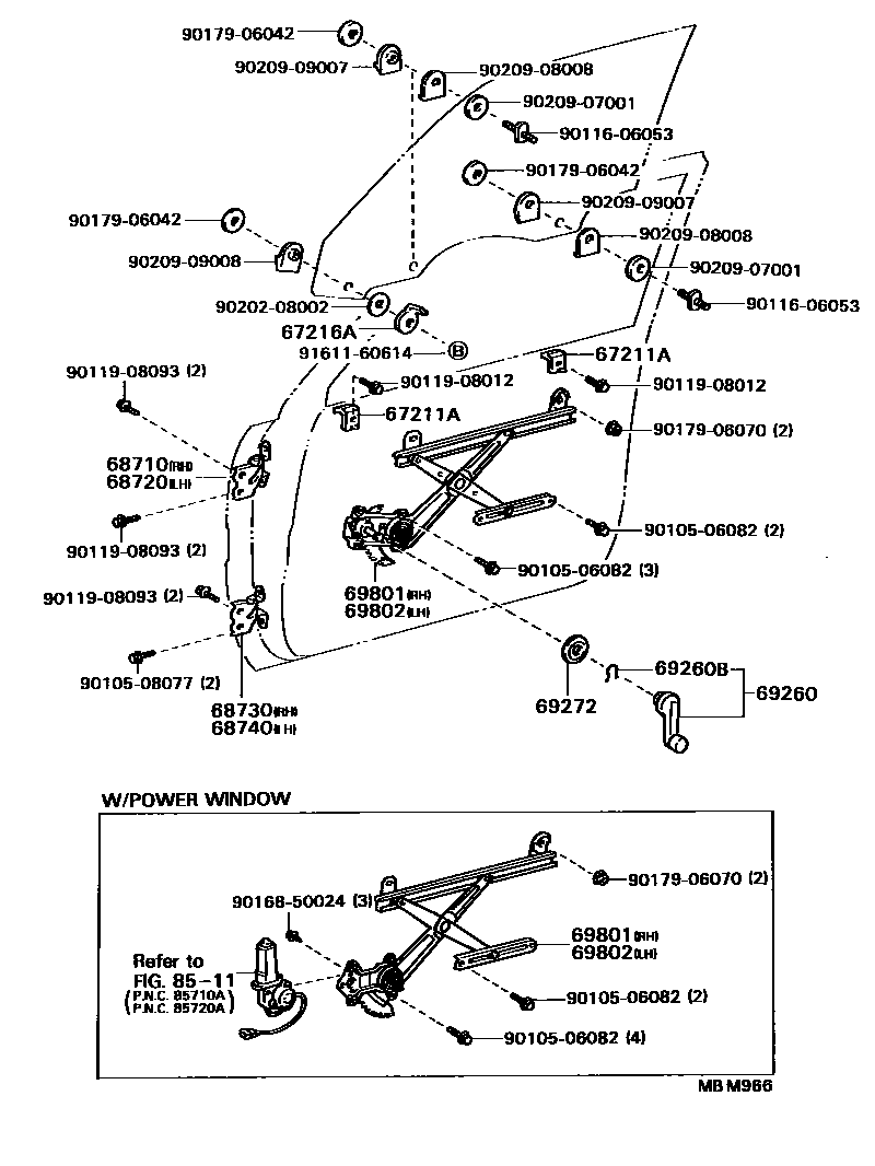 6704 — FRONT DOOR WINDOW REGULATOR & HINGE