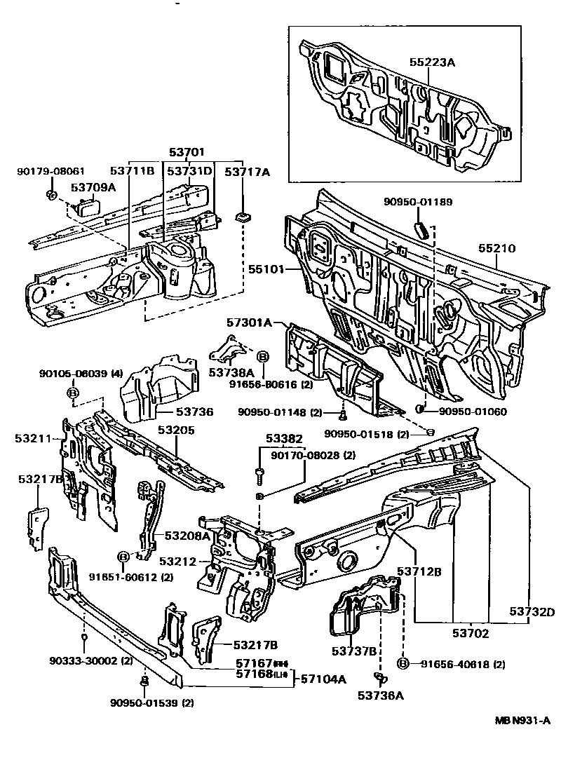 5304 — FRONT FENDER APRON & DASH PANEL