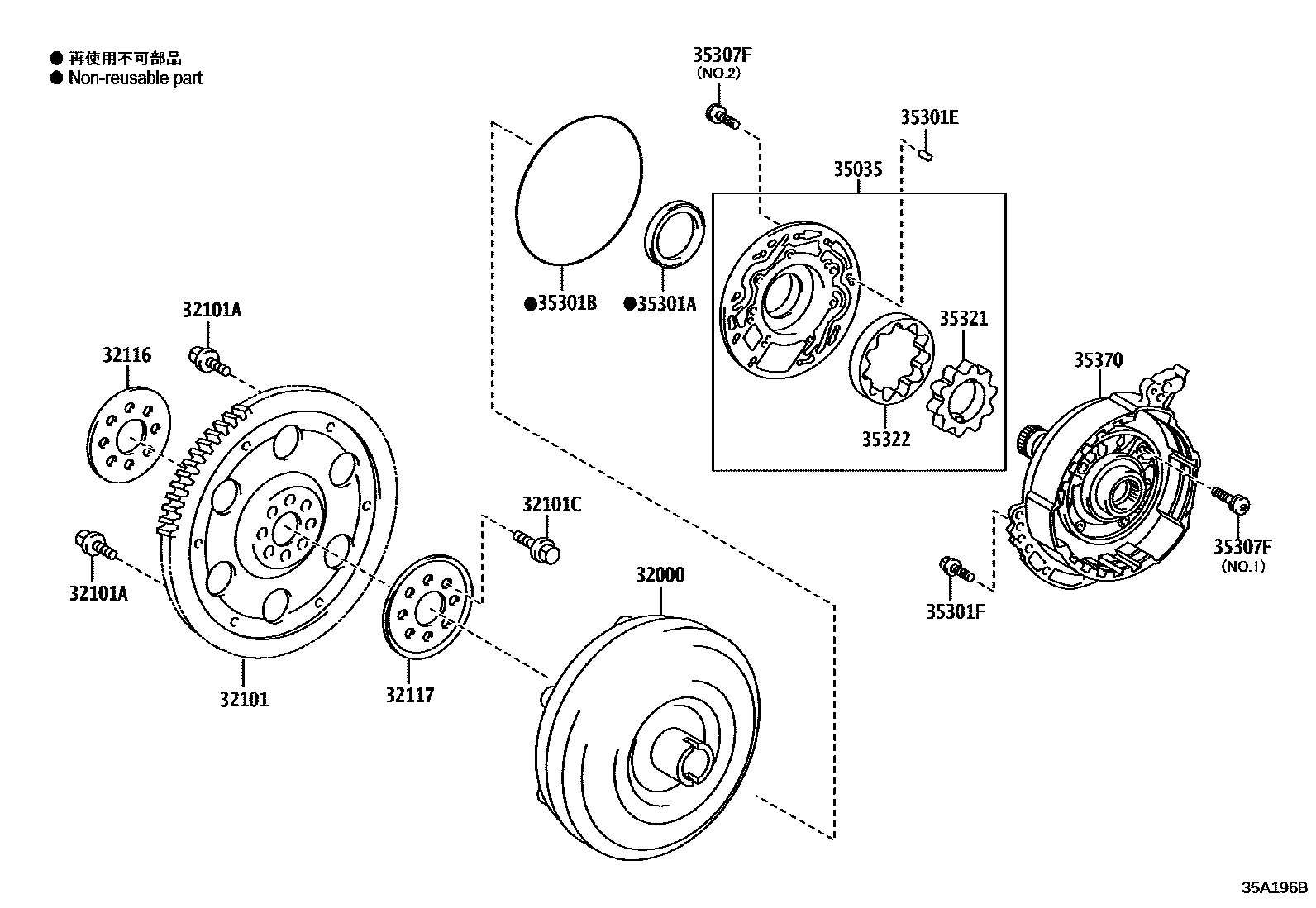 3502 — TORQUE CONVERTER, FRONT OIL PUMP & CHAIN (ATM)