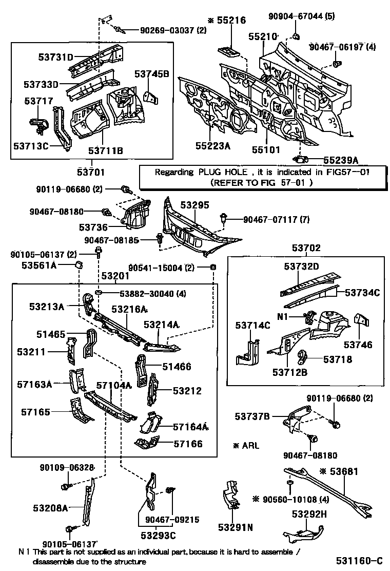 5304 — FRONT FENDER APRON & DASH PANEL