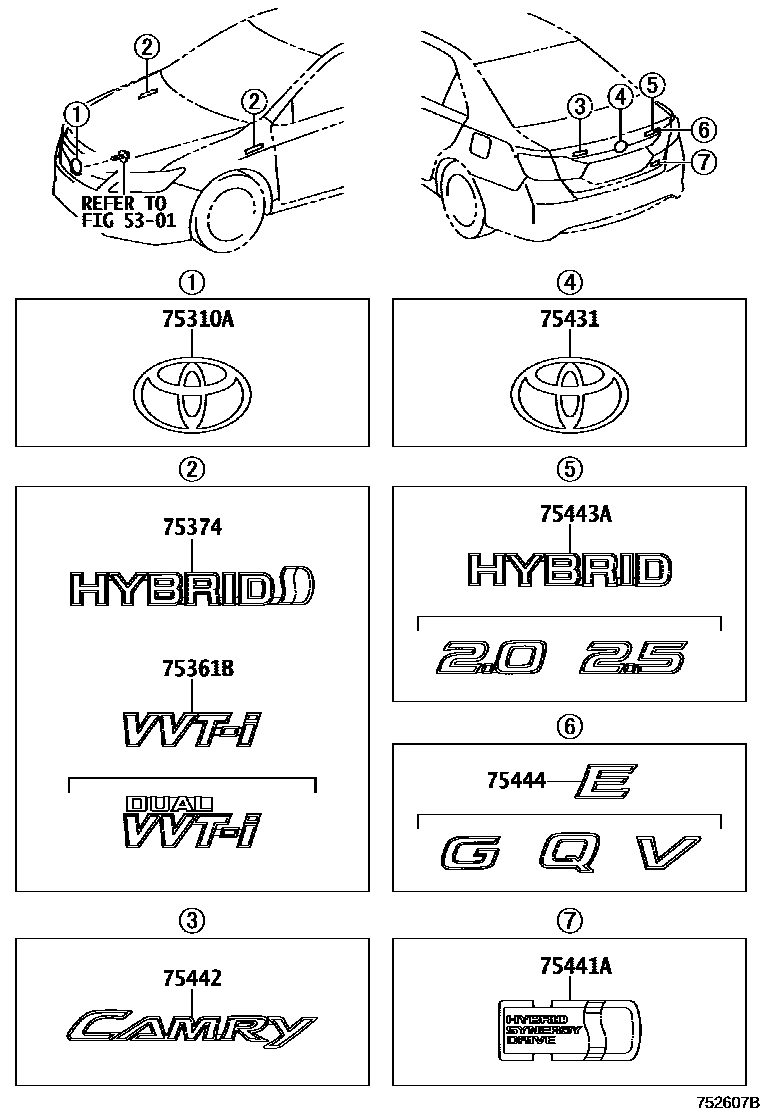 7501 — EMBLEM & NAME PLATE (EXTERIOR & INTERIOR)
