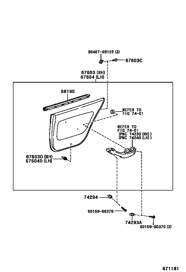 6705 — REAR DOOR PANEL & GLASS
