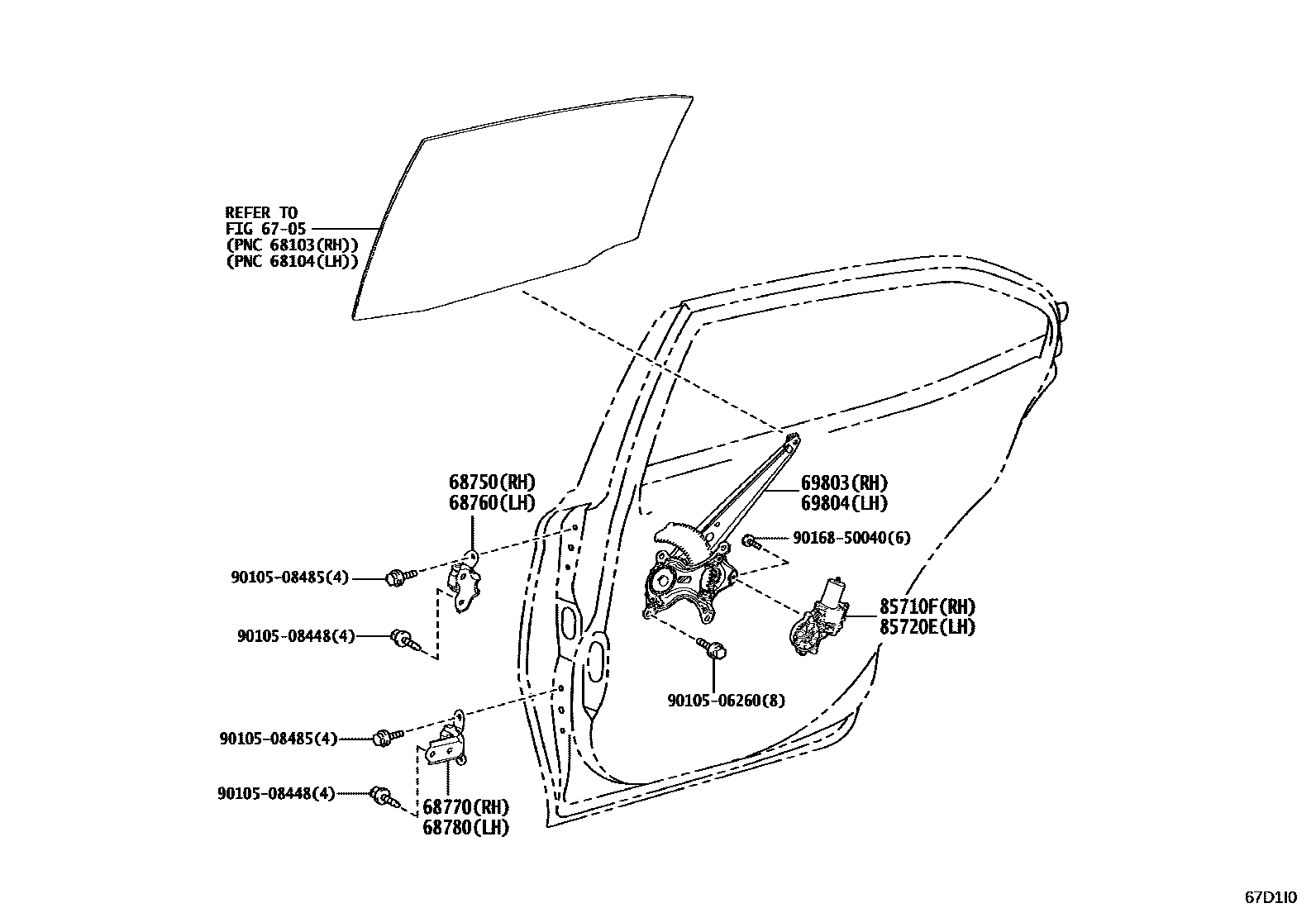 6707 — REAR DOOR WINDOW REGULATOR & HINGE