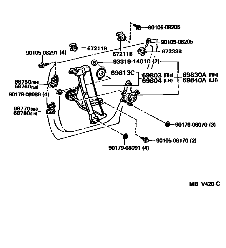 6707 — REAR DOOR WINDOW REGULATOR & HINGE