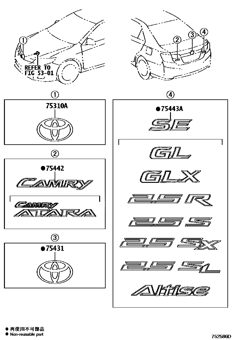 7501 — EMBLEM & NAME PLATE (EXTERIOR & INTERIOR)