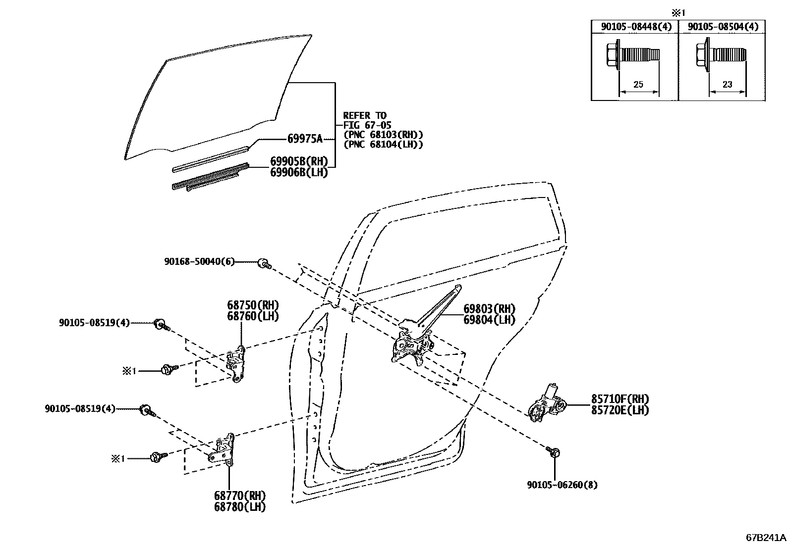 6707 — REAR DOOR WINDOW REGULATOR & HINGE