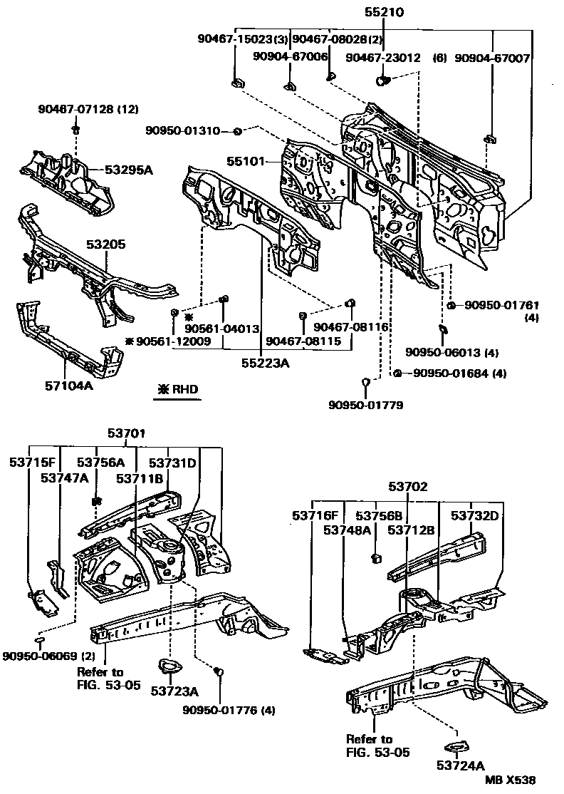 5304 — FRONT FENDER APRON & DASH PANEL