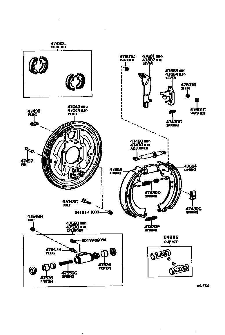 4706 — REAR DRUM BRAKE WHEEL CYLINDER & BACKING PLATE