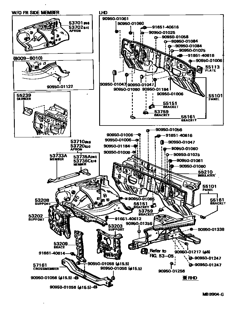 5304 — FRONT FENDER APRON & DASH PANEL