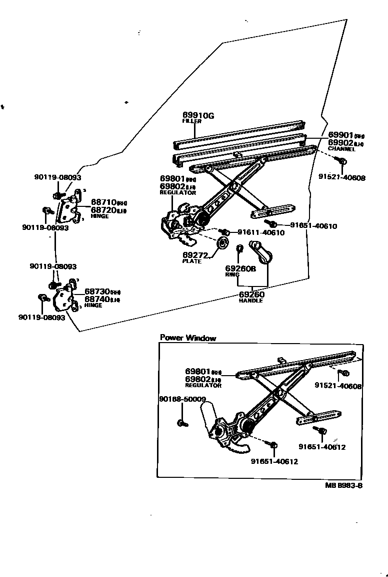 6704 — FRONT DOOR WINDOW REGULATOR & HINGE