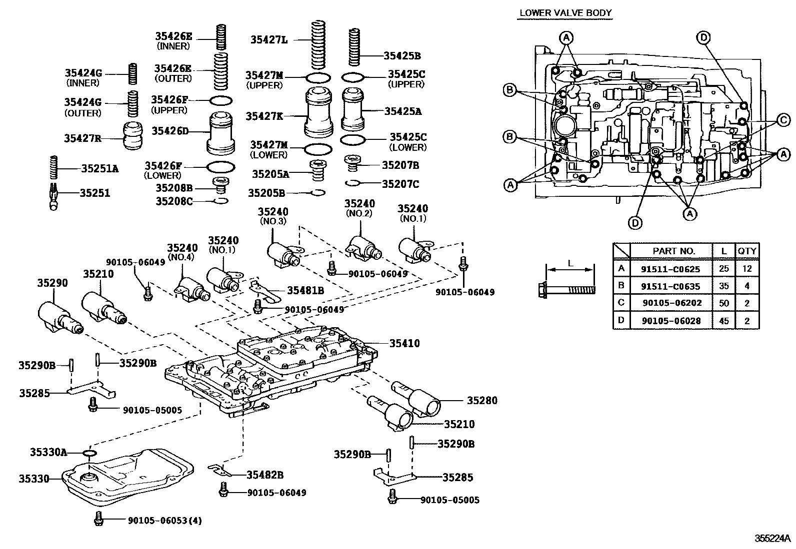 3512 — VALVE BODY & OIL STRAINER (ATM)
