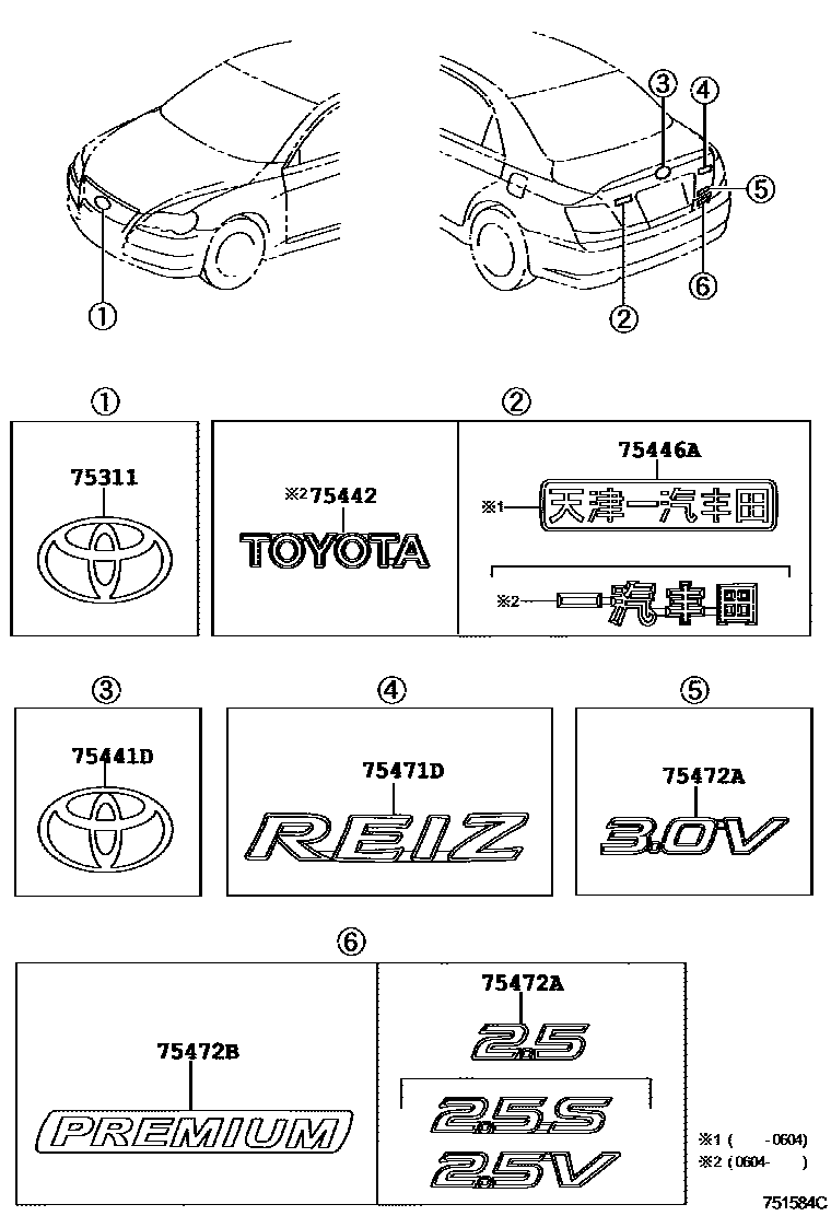 7501 — EMBLEM & NAME PLATE (EXTERIOR & INTERIOR)