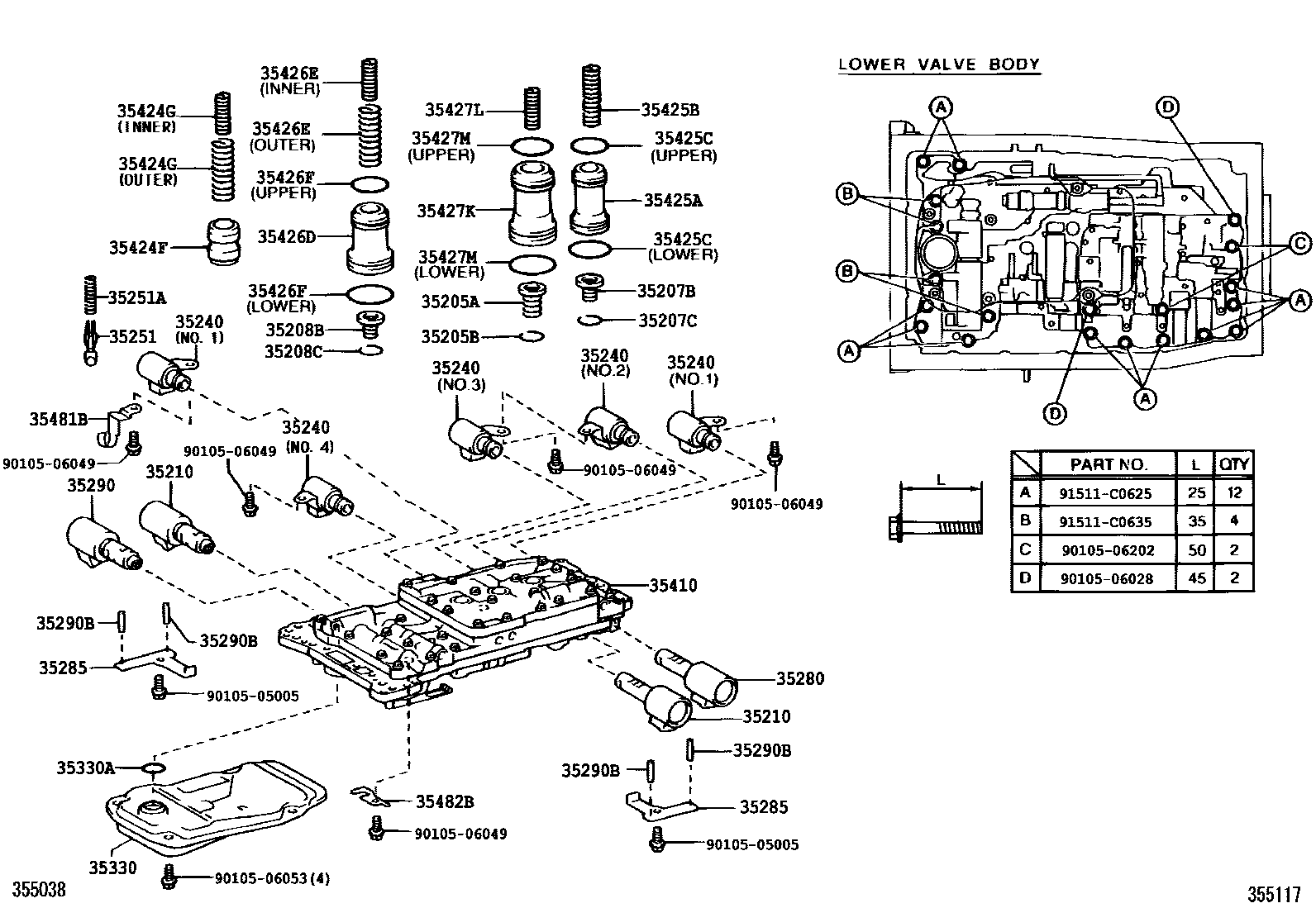 3512 — VALVE BODY & OIL STRAINER (ATM)