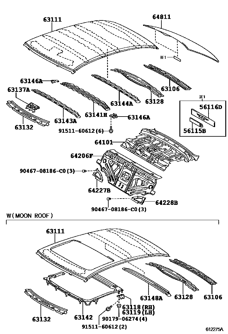 6104 — ROOF PANEL & BACK WINDOW GLASS