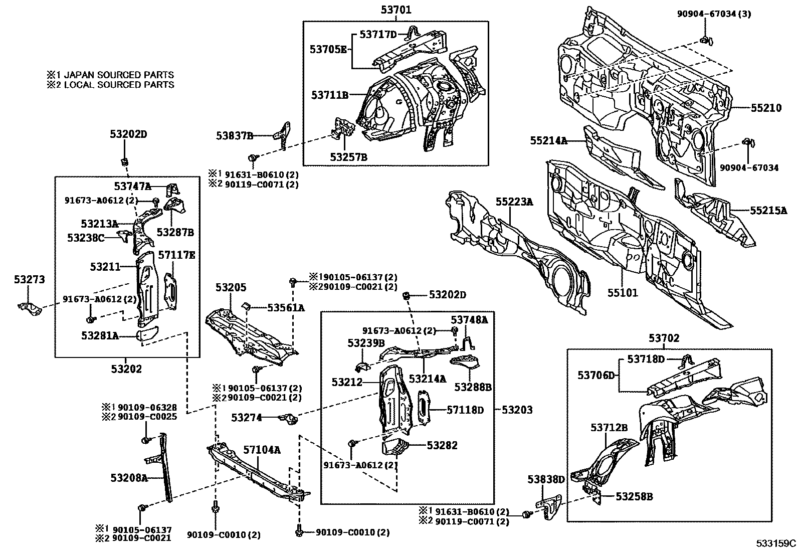 5304 — FRONT FENDER APRON & DASH PANEL