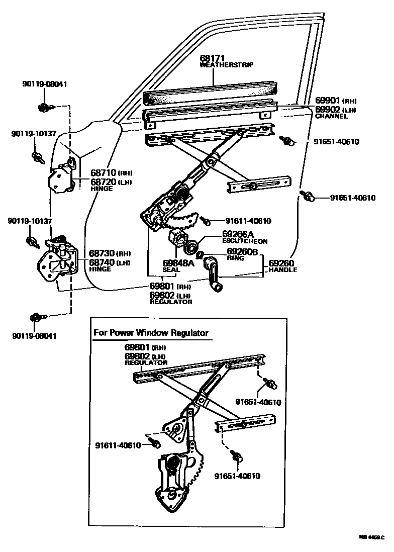 6704 — FRONT DOOR WINDOW REGULATOR & HINGE