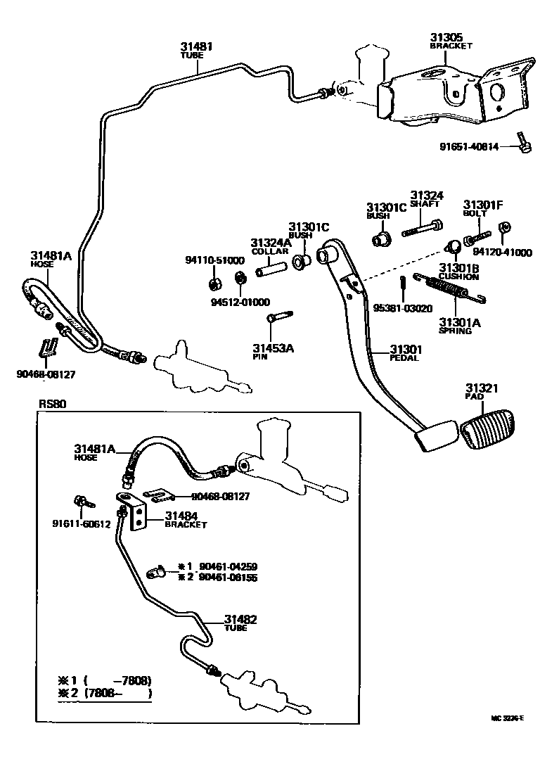 3102 — CLUTCH PEDAL & FLEXIBLE HOSE