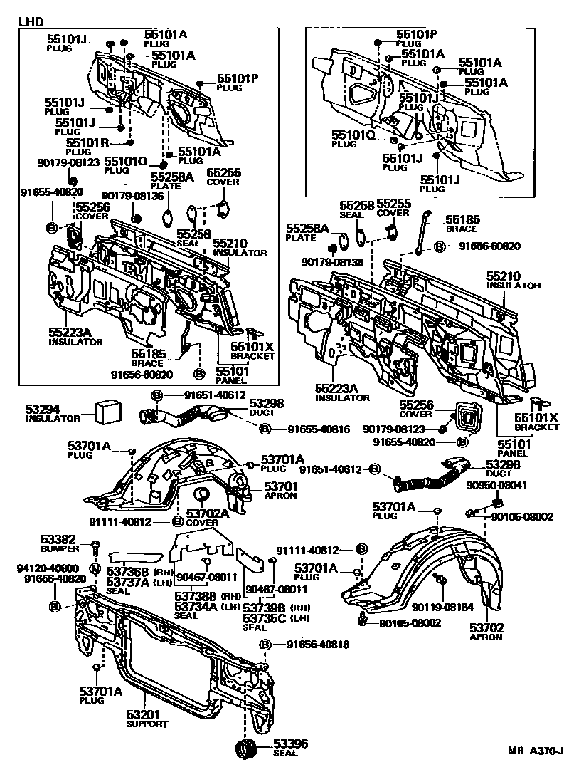 5304 — FRONT FENDER APRON & DASH PANEL