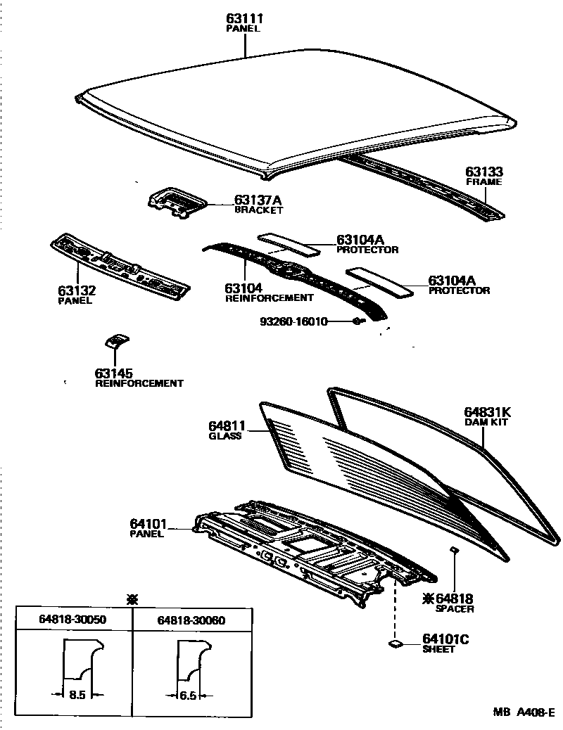 6104 — ROOF PANEL & BACK WINDOW GLASS