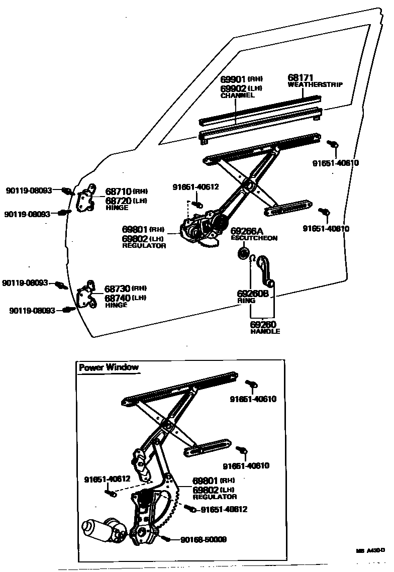 6704 — FRONT DOOR WINDOW REGULATOR & HINGE