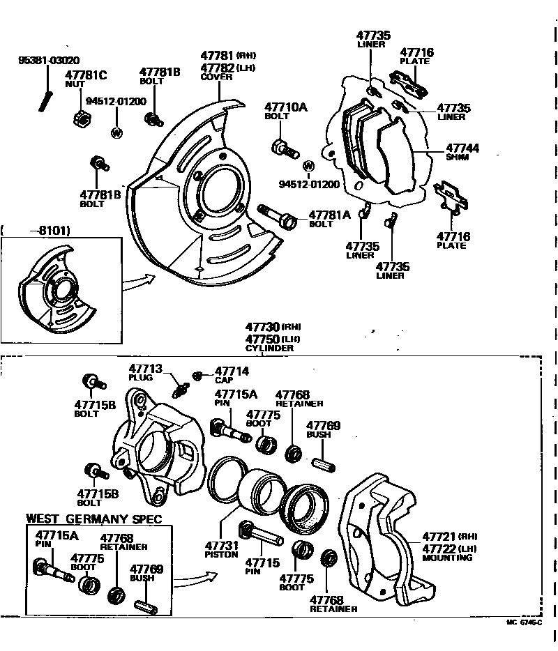 4705 — FRONT DISC BRAKE CALIPER & DUST COVER