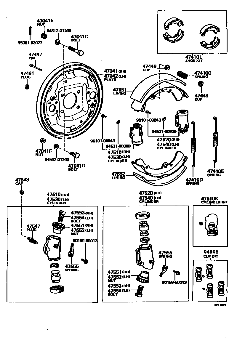 4704 — FRONT DRUM BRAKE WHEEL CYLINDER & BACKING PLATE