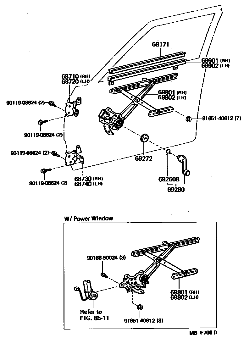 6704 — FRONT DOOR WINDOW REGULATOR & HINGE