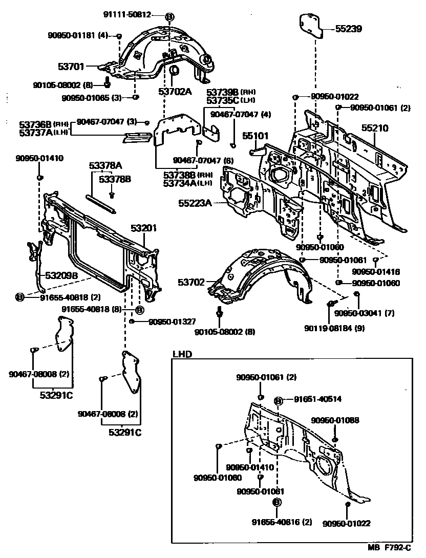 5304 — FRONT FENDER APRON & DASH PANEL