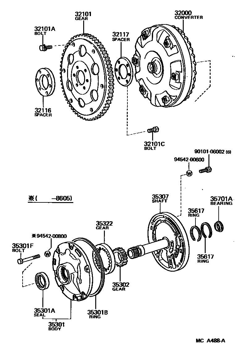 3502 — TORQUE CONVERTER, FRONT OIL PUMP & CHAIN (ATM)