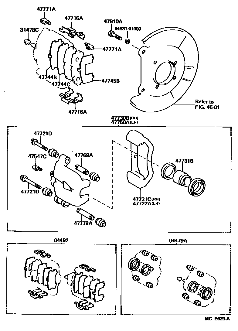 4707 — REAR DISC BRAKE CALIPER & DUST COVER