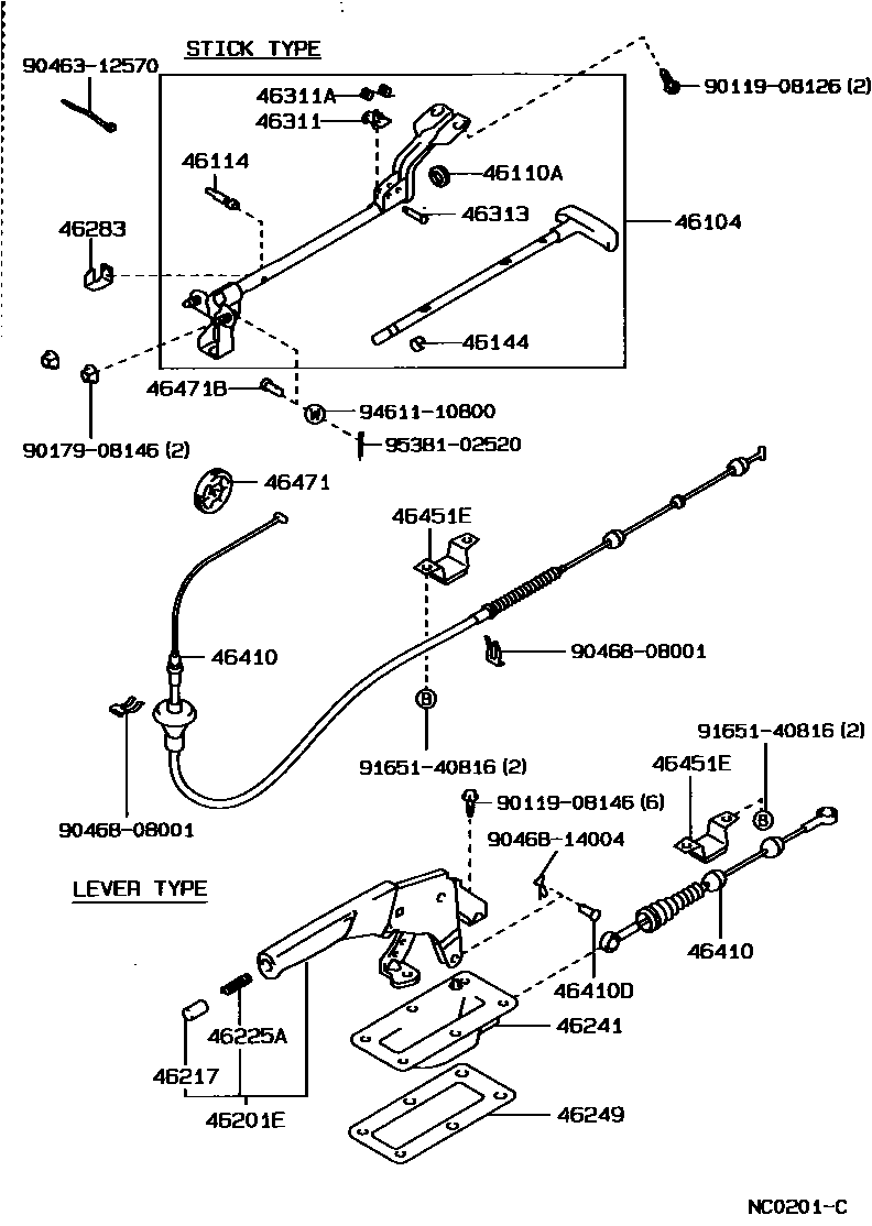 4601 — PARKING BRAKE & CABLE