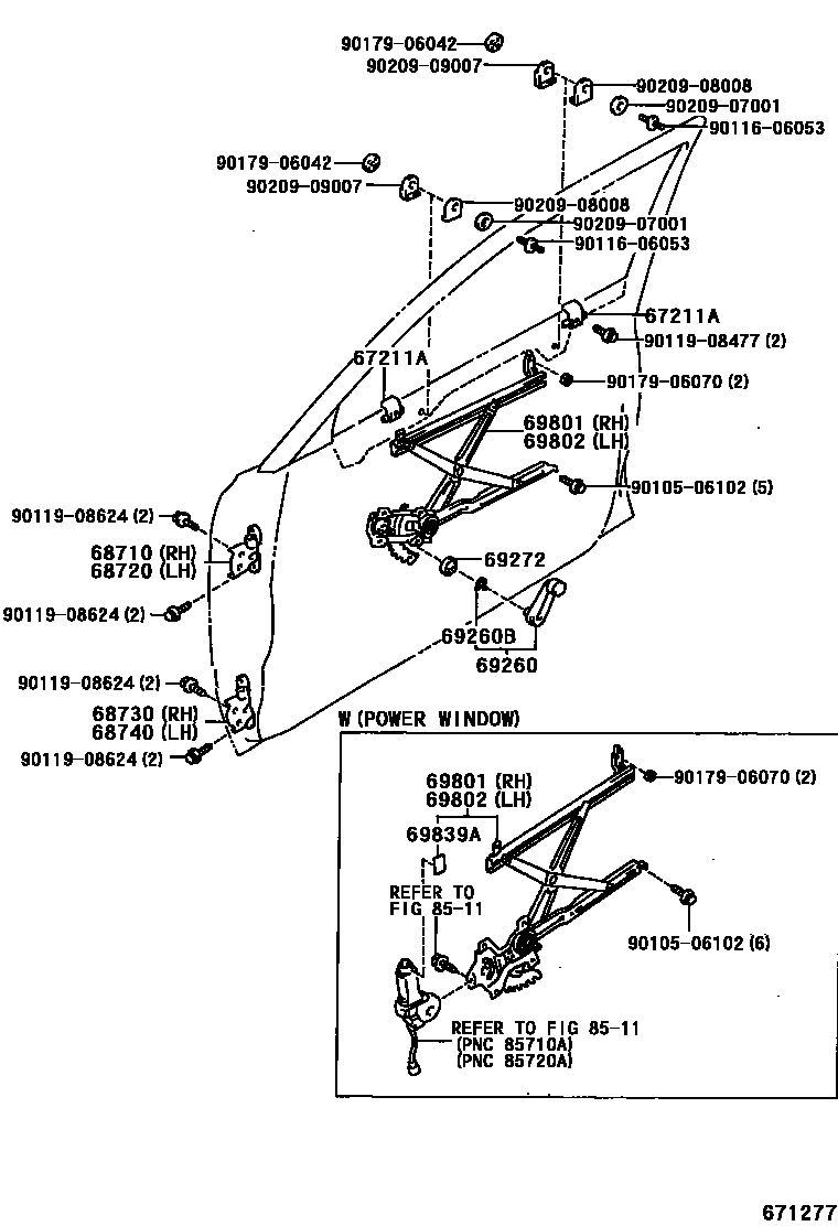 6704 — FRONT DOOR WINDOW REGULATOR & HINGE