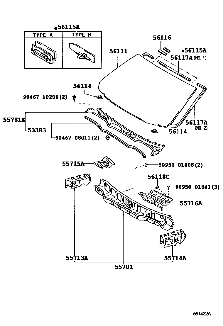 5503 — COWL PANEL & WINDSHIELD GLASS