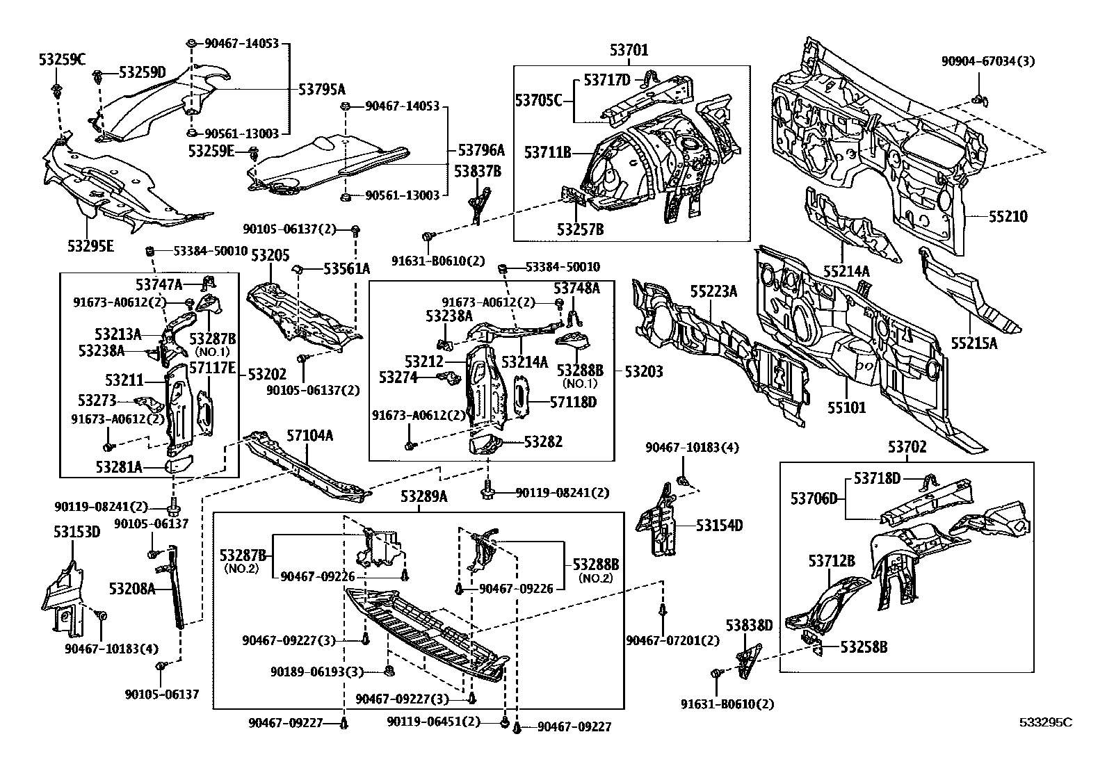 5304 — FRONT FENDER APRON & DASH PANEL