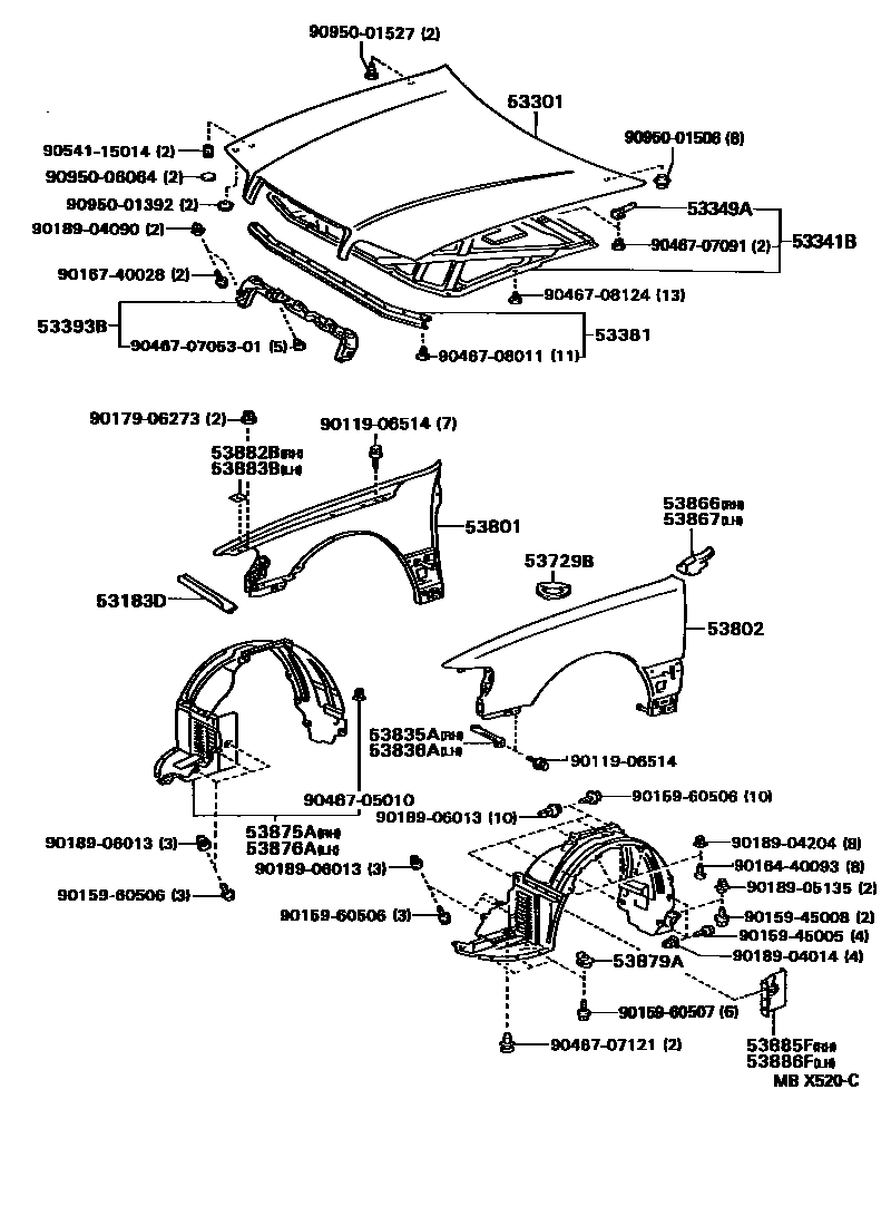 5302 — HOOD & FRONT FENDER