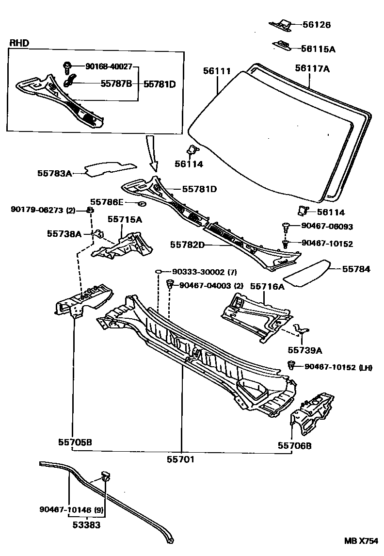 5503 — COWL PANEL & WINDSHIELD GLASS