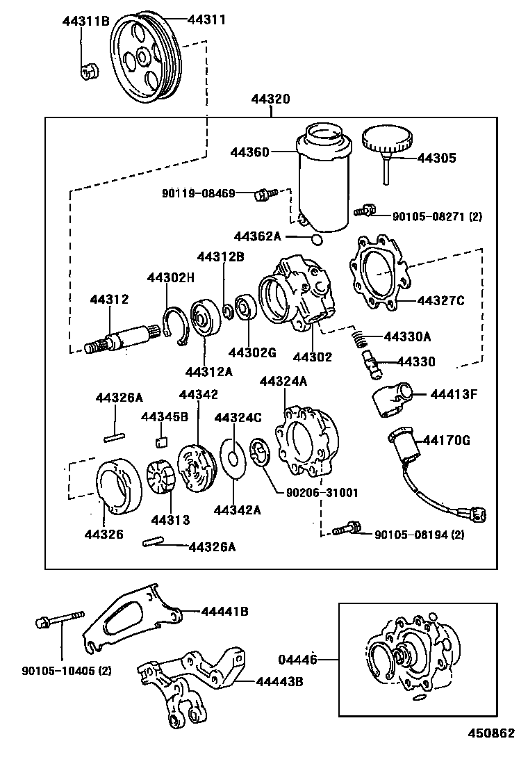4502 — VANE PUMP & RESERVOIR (POWER STEERING)