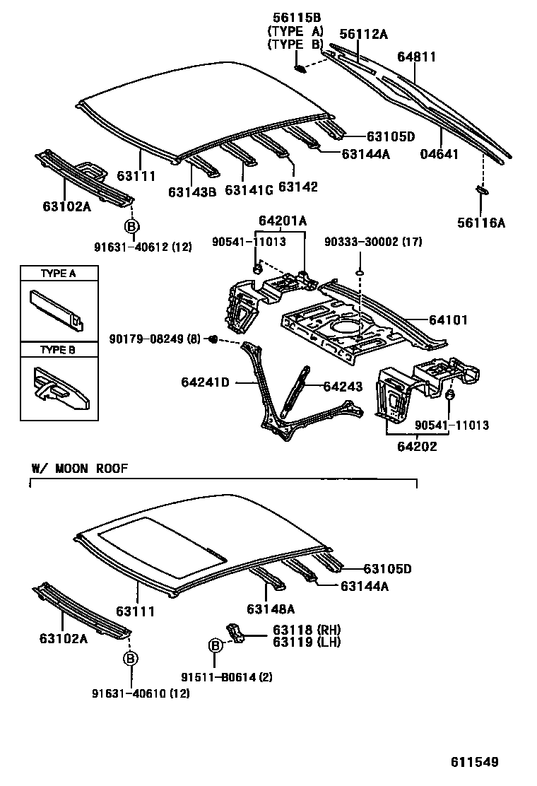 6104 — ROOF PANEL & BACK WINDOW GLASS