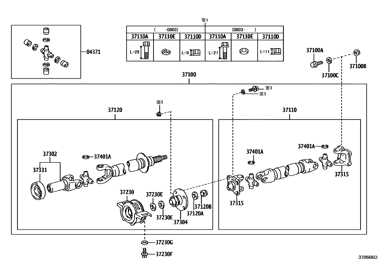 3701 — PROPELLER SHAFT & UNIVERSAL JOINT