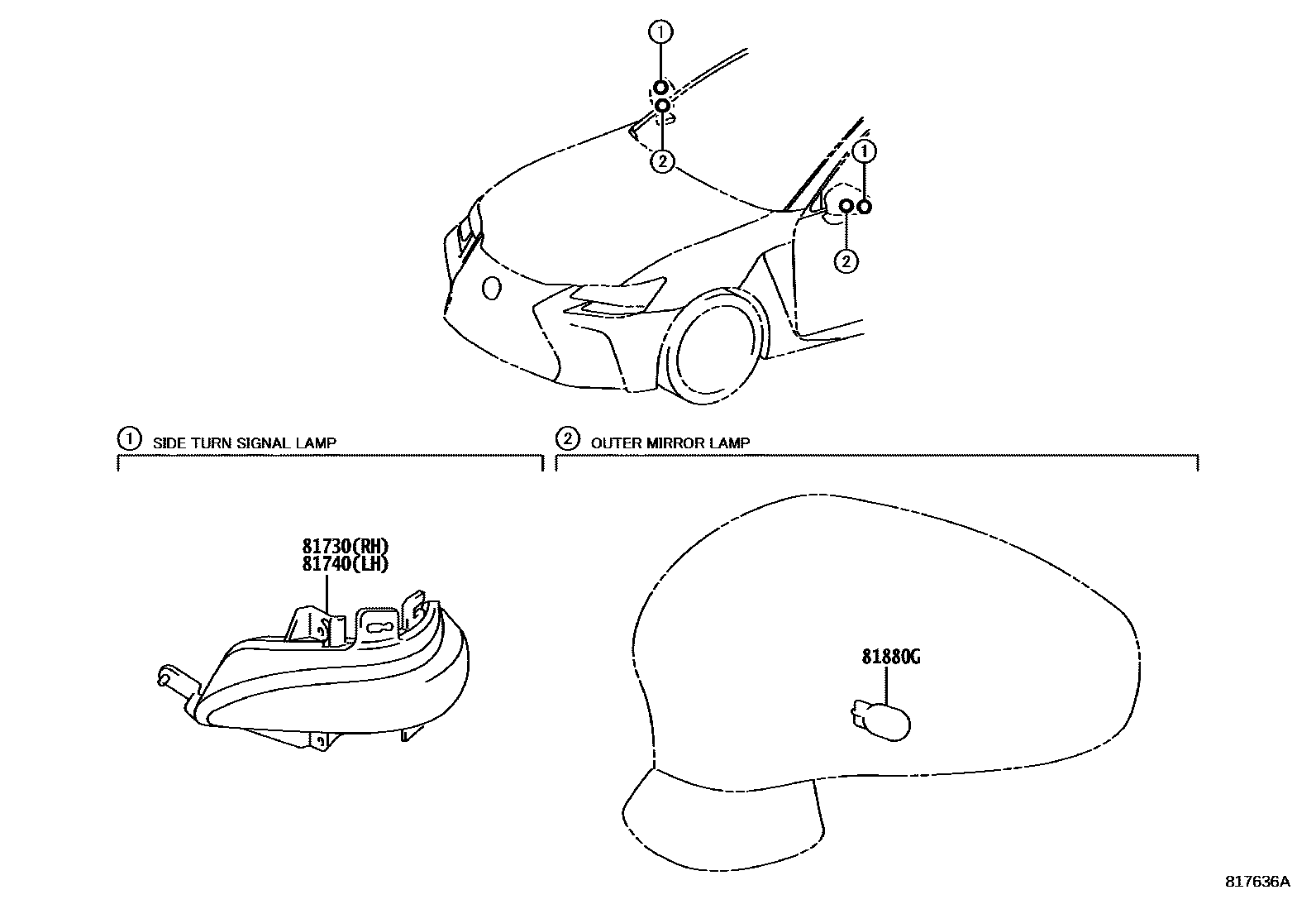8106 — SIDE TURN SIGNAL LAMP & OUTER MIRROR LAMP