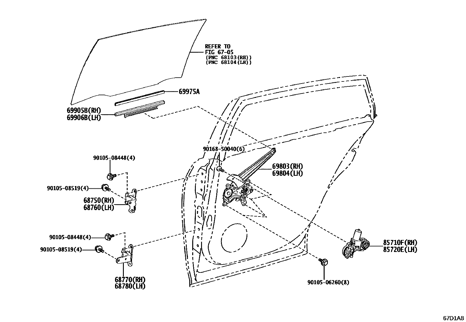 6707 — REAR DOOR WINDOW REGULATOR & HINGE