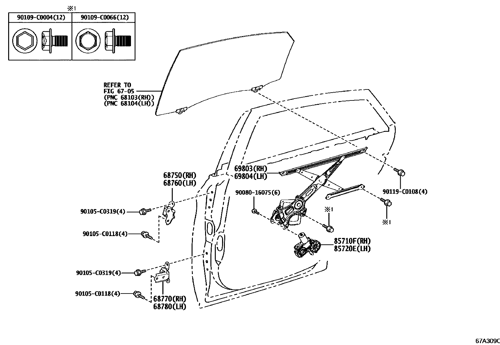 6707 — REAR DOOR WINDOW REGULATOR & HINGE