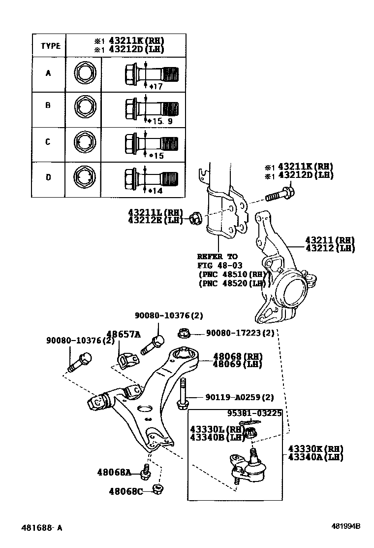 4802 — FRONT AXLE ARM & STEERING KNUCKLE