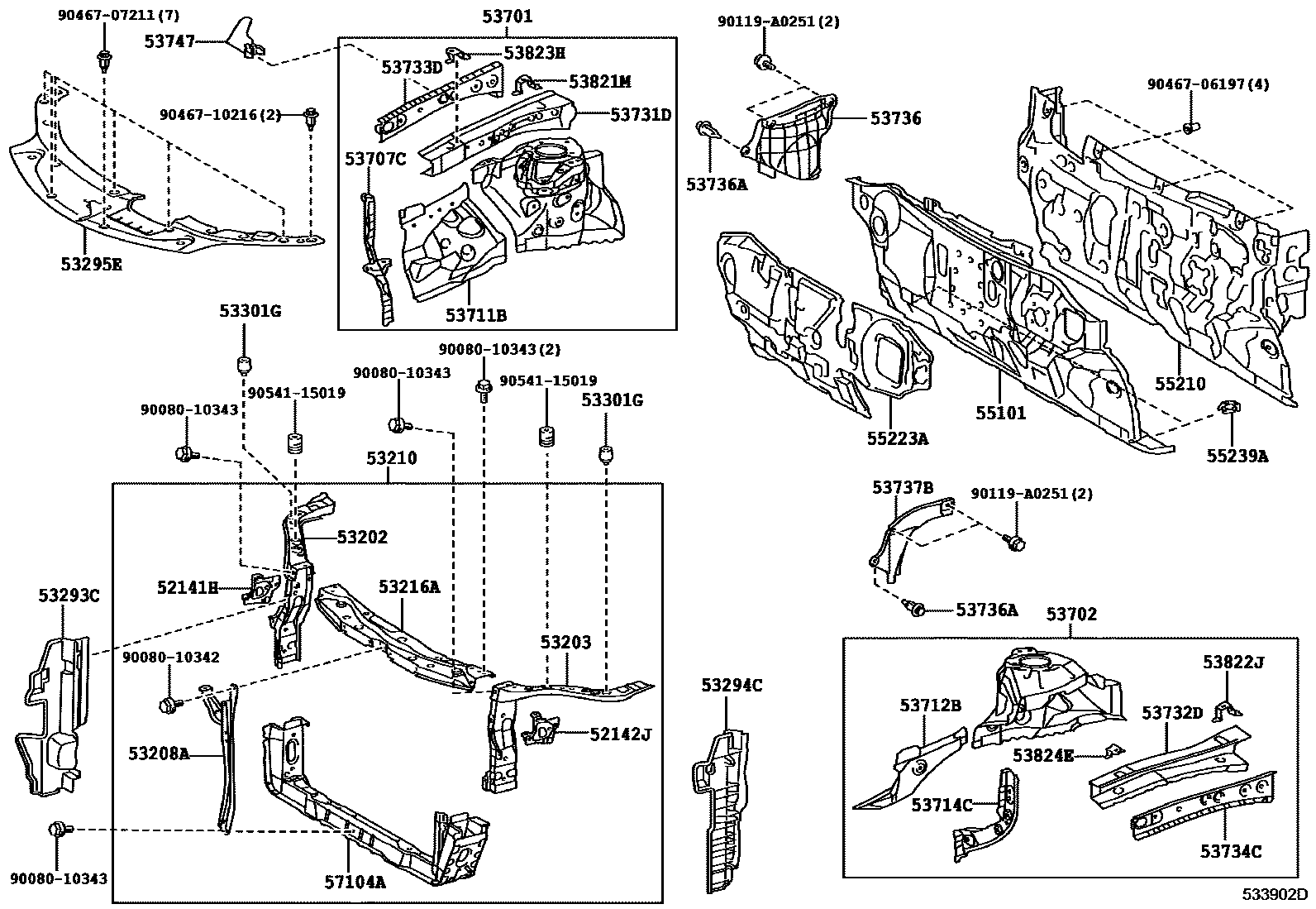 5304 — FRONT FENDER APRON & DASH PANEL